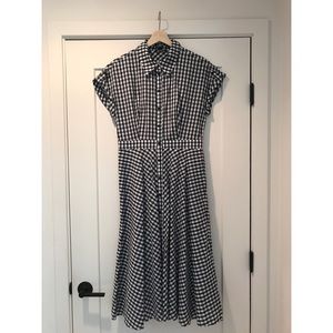 Navy & White Gingham Button Down Shirt Dress